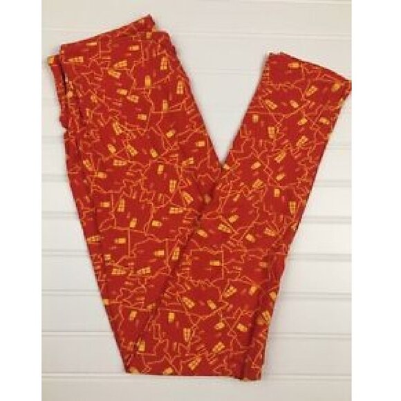NWT LulaRoe OS Leggings Halloween Haunted House Orange Soft Women Witchy Vibrant - Picture 1 of 3